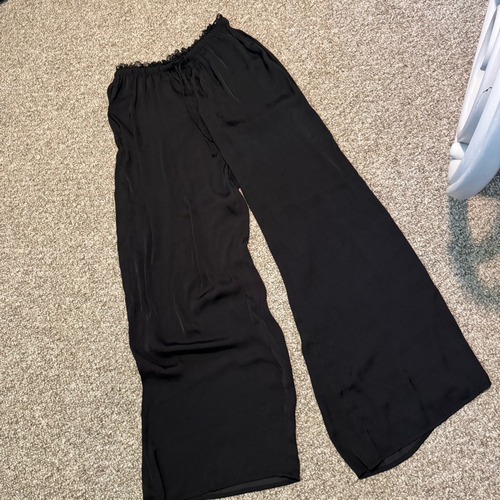 Urban Outfitters Flowy Silk Black Pants